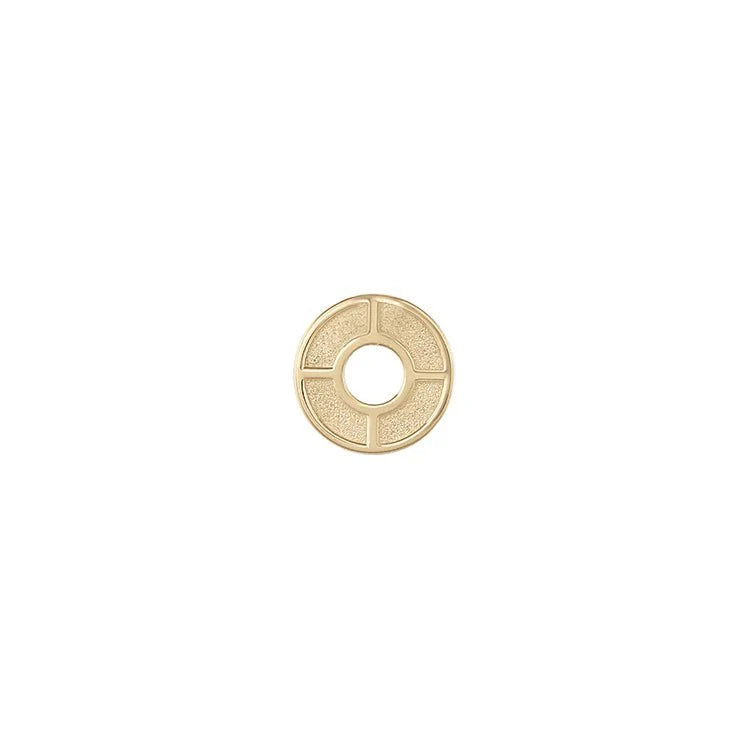 Baby Compass Earring Charm in yellow gold, front view