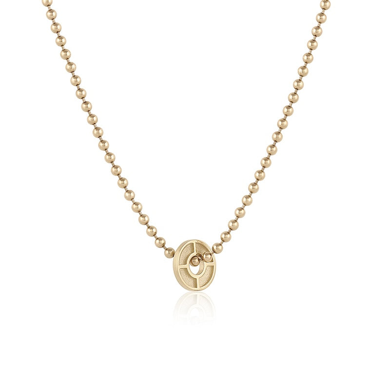 Baby Compass Pendant in yellow gold, front view