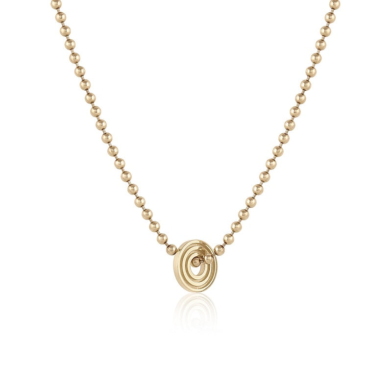 Baby Cosmos Necklace in yellow gold, front view