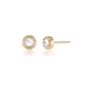 Baby Peristome Inverted Diamond Stud in yellow gold with white diamond, front and side view
