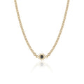 Baby Spur Chain Necklace in yellow gold with black diamond, front view