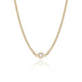 Baby Spur Chain Necklace in yellow gold with white diamond, front view