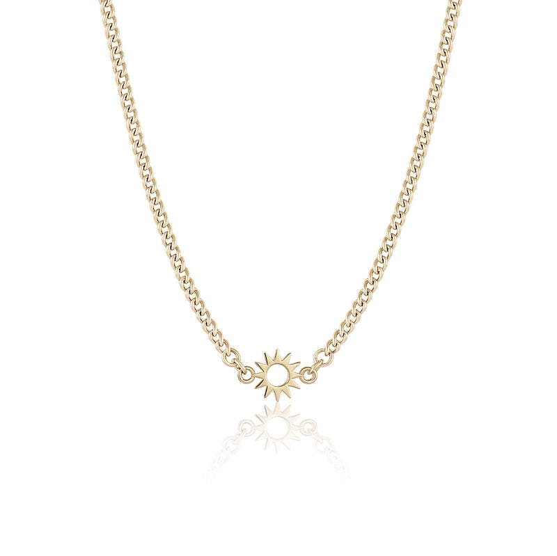 Baby Spur Chain Necklace in yellow gold, front view