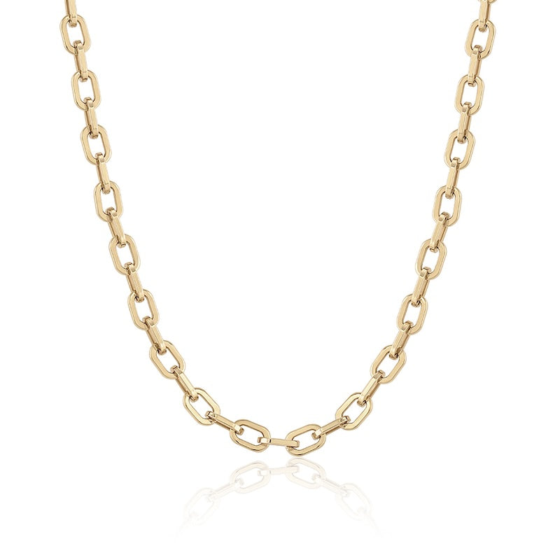 Chain Link Necklace in yellow gold, front view