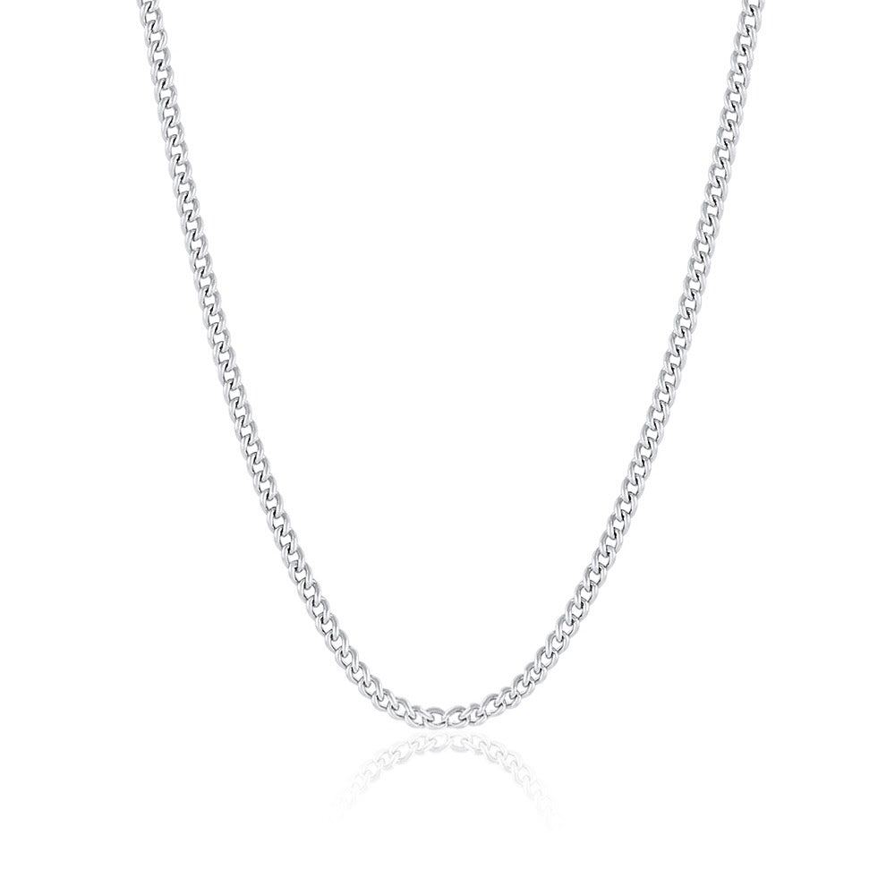 Curb Chain in sterling silver, front view