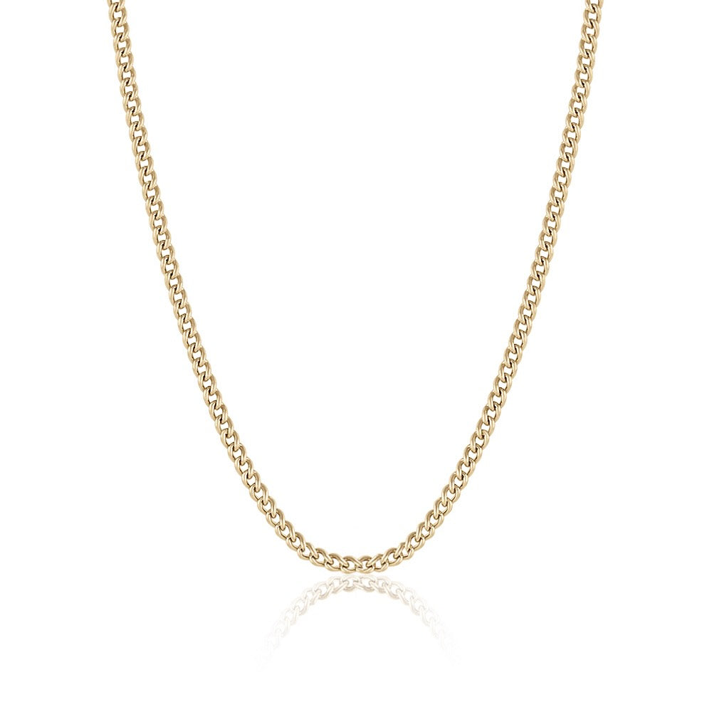 Curb Chain in yellow gold, front view