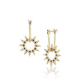 Eclipse Pavé Mini Spur Earring in yellow gold with black pavé diamonds, front and side view
