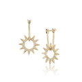 Eclipse Pavé Mini Spur Earring in yellow gold with white pavé diamonds, front and side view