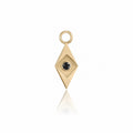 Facet Earring Charm in yellow gold with black diamond, front view