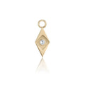 Facet Earring Charm in yellow gold with white diamond, front view