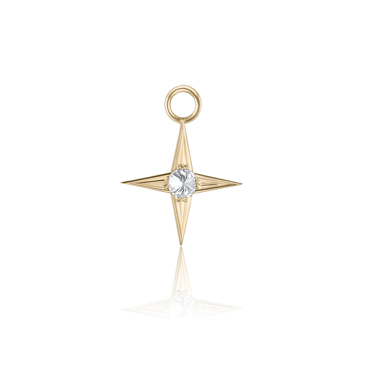 Glint Earring Charm in yellow gold with white diamond, front view