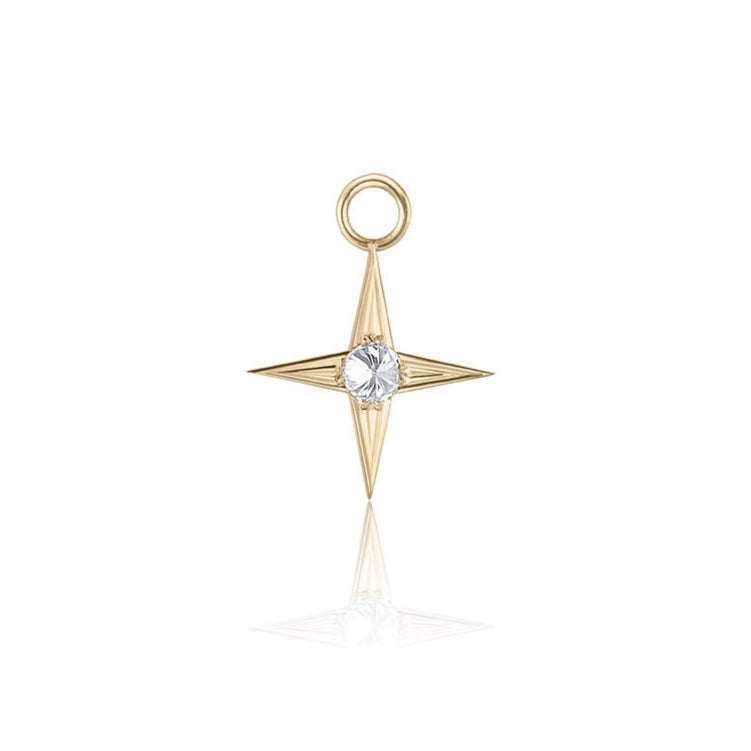 Glint Earring Charm in yellow gold with white diamond, front view