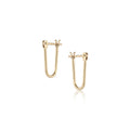 Half Latch Earring in yellow gold, front and side view