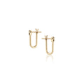 Huggie Latch Earring in yellow gold, front and side view