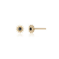 Inverted Diamond Mini Spur Stud in yellow gold with black diamond, front and side view