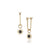 Inverted Diamond Spur Earring in yellow gold with black diamond, front and side view