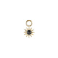 Inverted Diamond Spur Earring Charm in yellow gold with black diamond, front view