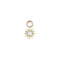 Inverted Diamond Spur Earring Charm in yellow gold with white diamond, front view