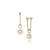 Inverted Diamond Spur Earring in yellow gold with white diamond, front and side view