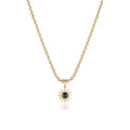 Inverted Diamond Spur Pendant in yellow gold with black diamond, front view