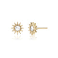 Inverted Diamond Spur Stud in yellow gold with white diamond, front and side view