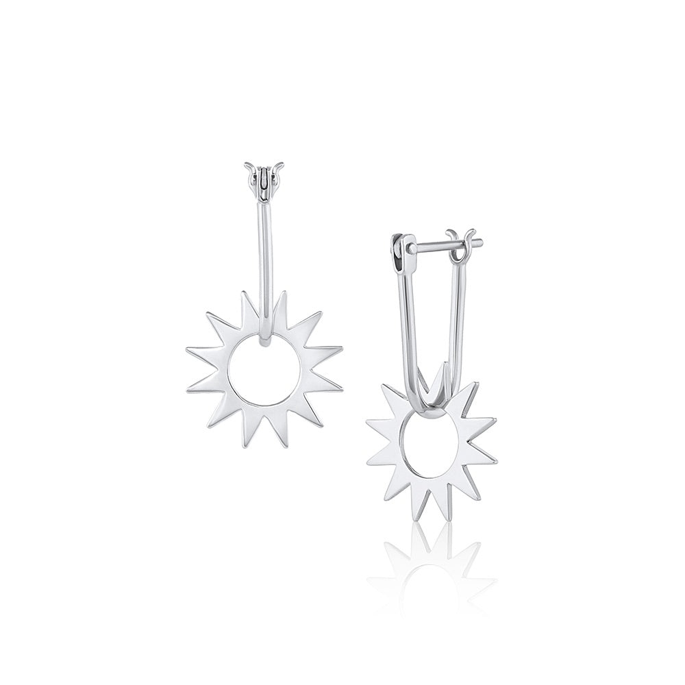 Mini Spur Earring in sterling silver, front and side view