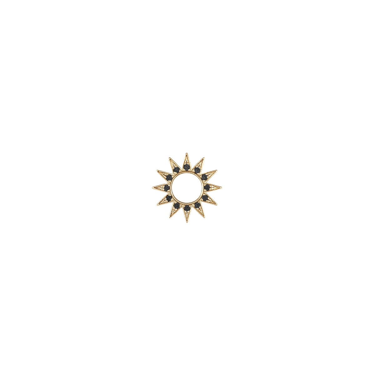 Pavé Baby Spur Earring Charm in yellow gold with black pavé diamonds, front view