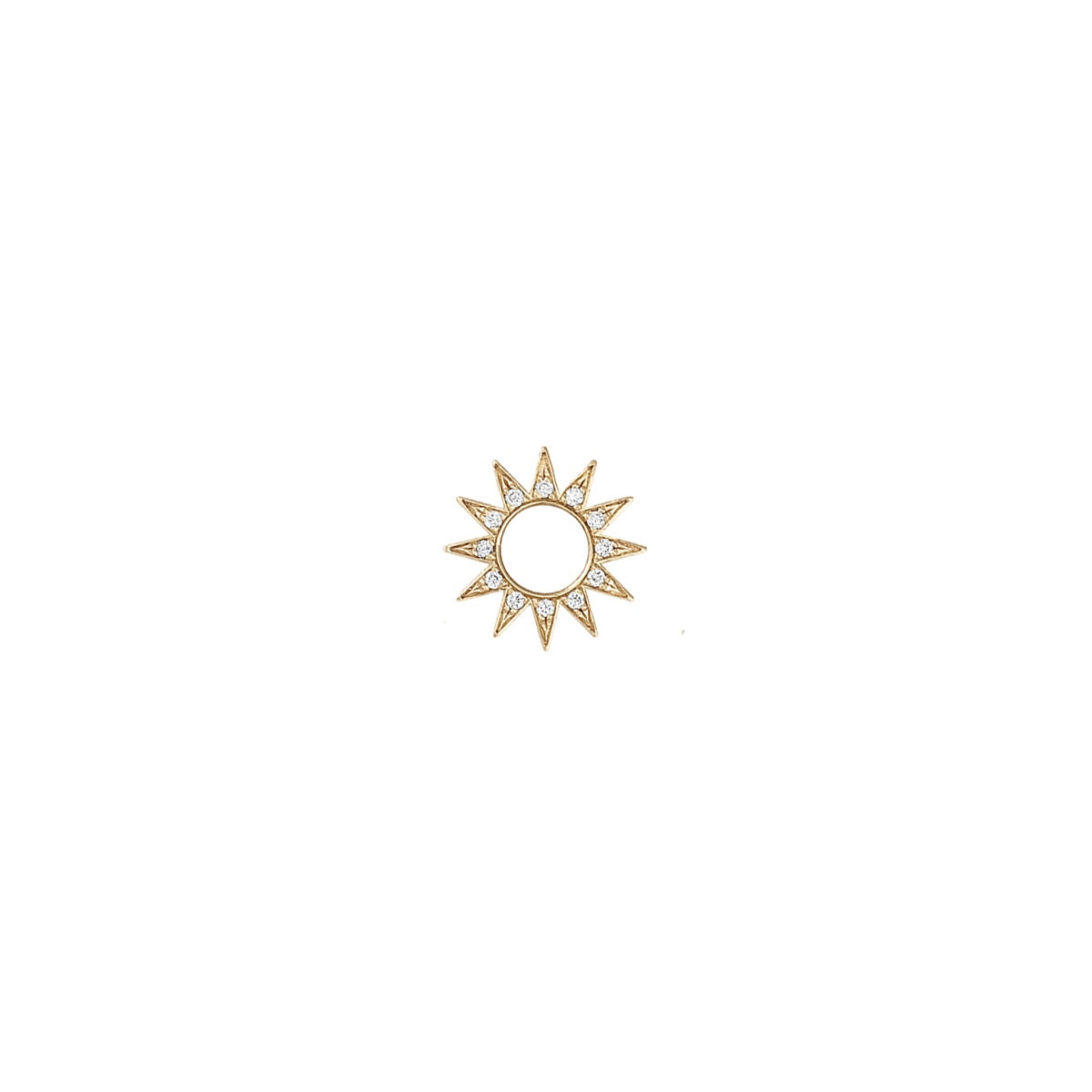Pavé Baby Spur Earring Charm in yellow gold with white pavé diamonds, front view