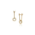 Pavé Baby Spur Earring in yellow gold with white pavé diamonds, front and side view