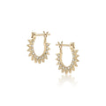 Pavé Baby Spur Hoop in yellow gold with white pavé diamonds, front and side view