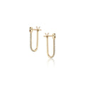 Pavé Half Latch Earring in yellow gold with white pavé diamonds, front and side view
