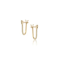 Pavé Huggie Latch Earring in yellow gold with white pavé diamonds, front and side view