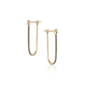 Pavé Latch Earring in yellow gold with black pavé diamonds, front and side view