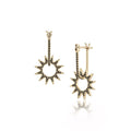 Pavé Mini Spur Earring in yellow gold with black pavé diamonds, front and side view