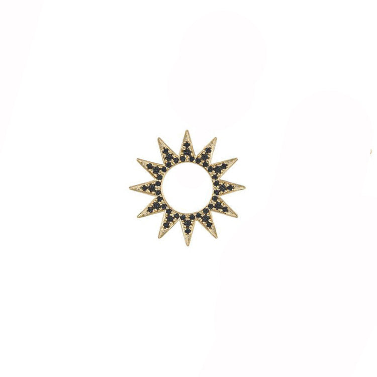 Pavé Mini Spur Earring Charm in yellow gold with black pavé diamonds, front view