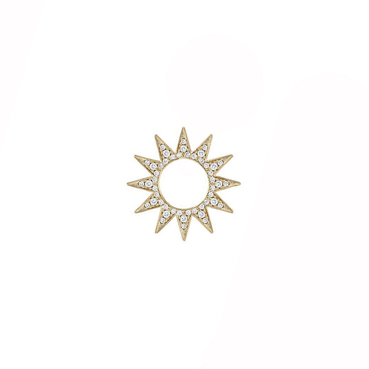 Pavé Mini Spur Earring Charm in yellow gold with white pavé diamonds, front view