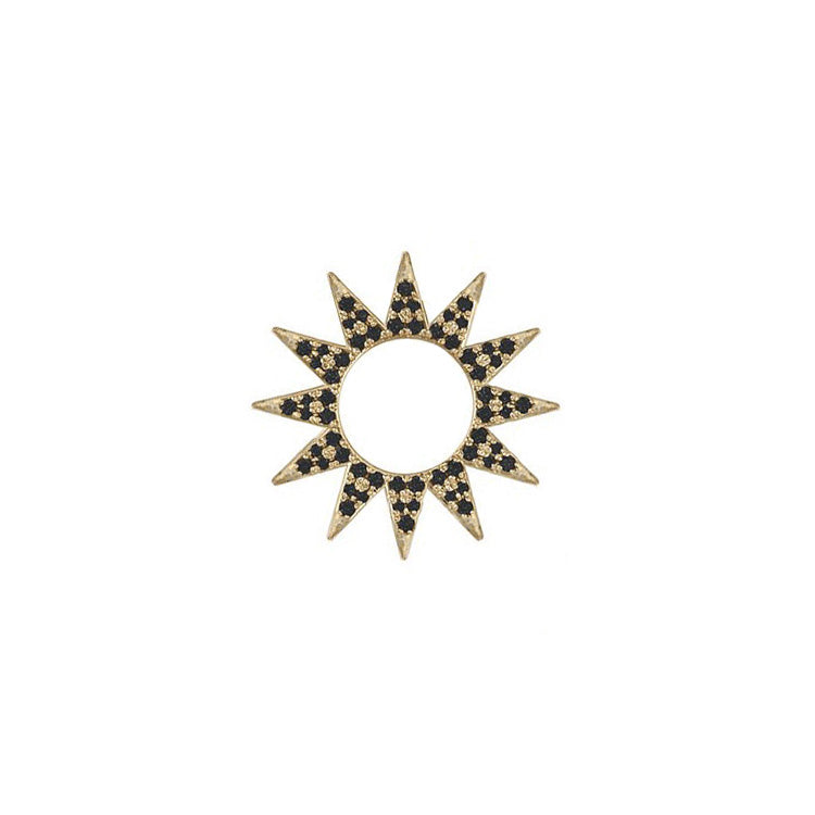 Pavé Spur Earring Charm in yellow gold with black pavé diamonds, front view