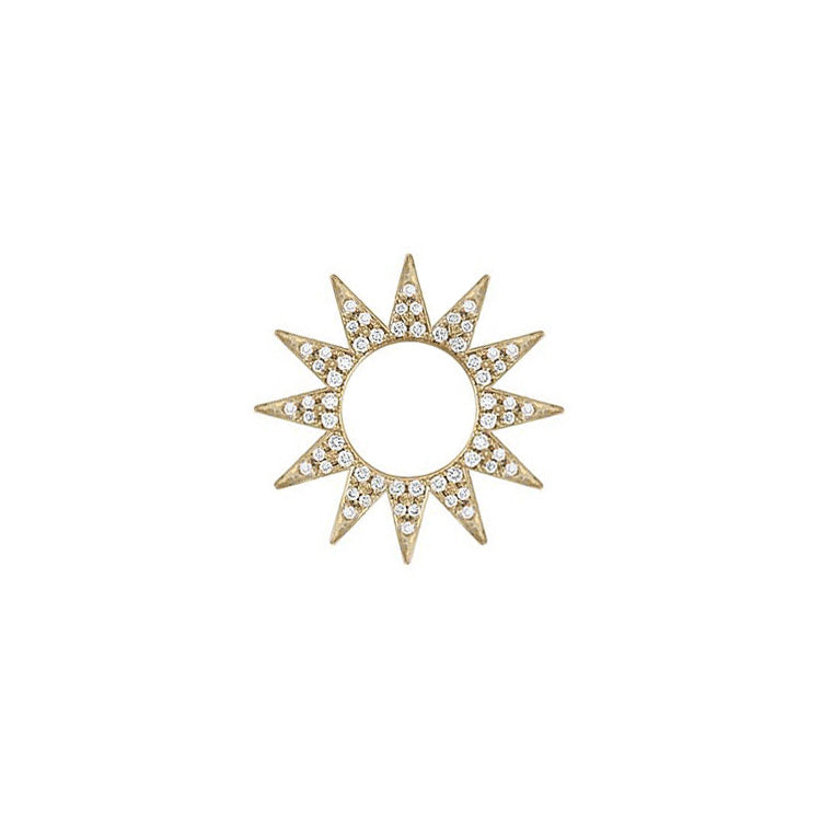 Pavé Spur Earring Charm in yellow gold with white pavé diamonds, front view