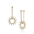 Pavé Spur Earring in yellow gold with white pavé diamonds, front and side view