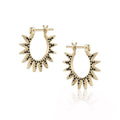 Pavé Spur Hoop  in yellow gold with black pavé diamonds, front and side view