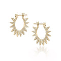 Pavé Spur Hoop  in yellow gold with white pavé diamonds, front and side view