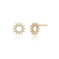 Pavé Spur Stud in yellow gold with white pavé diamonds, front and side view