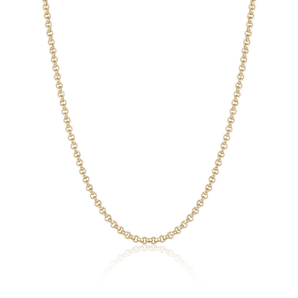Rolo Chain in yellow gold, front view