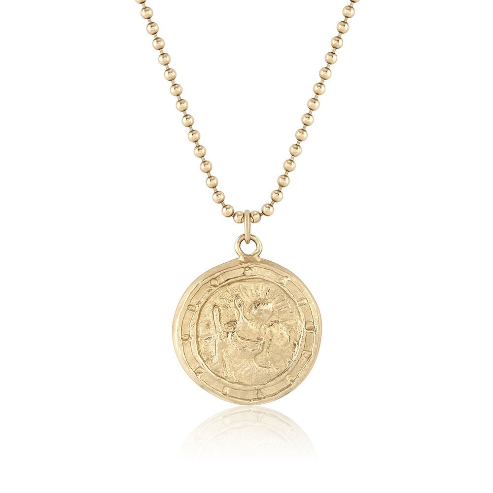 Saint Christopher Pendant in yellow gold, front view