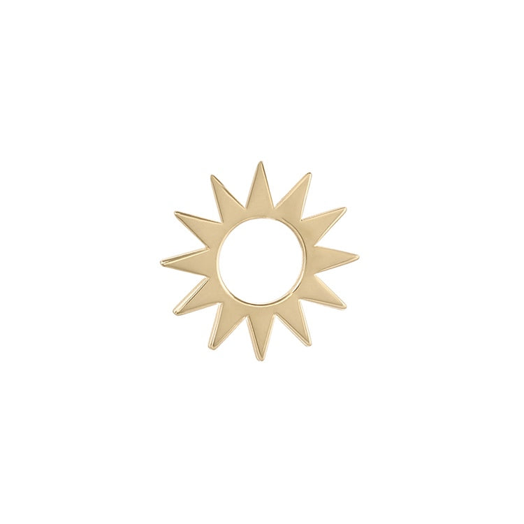 Spur Earring Charm in yellow gold, front view