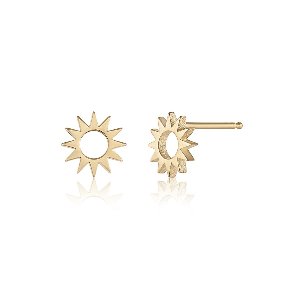 Spur Stud in yellow gold, front and side view