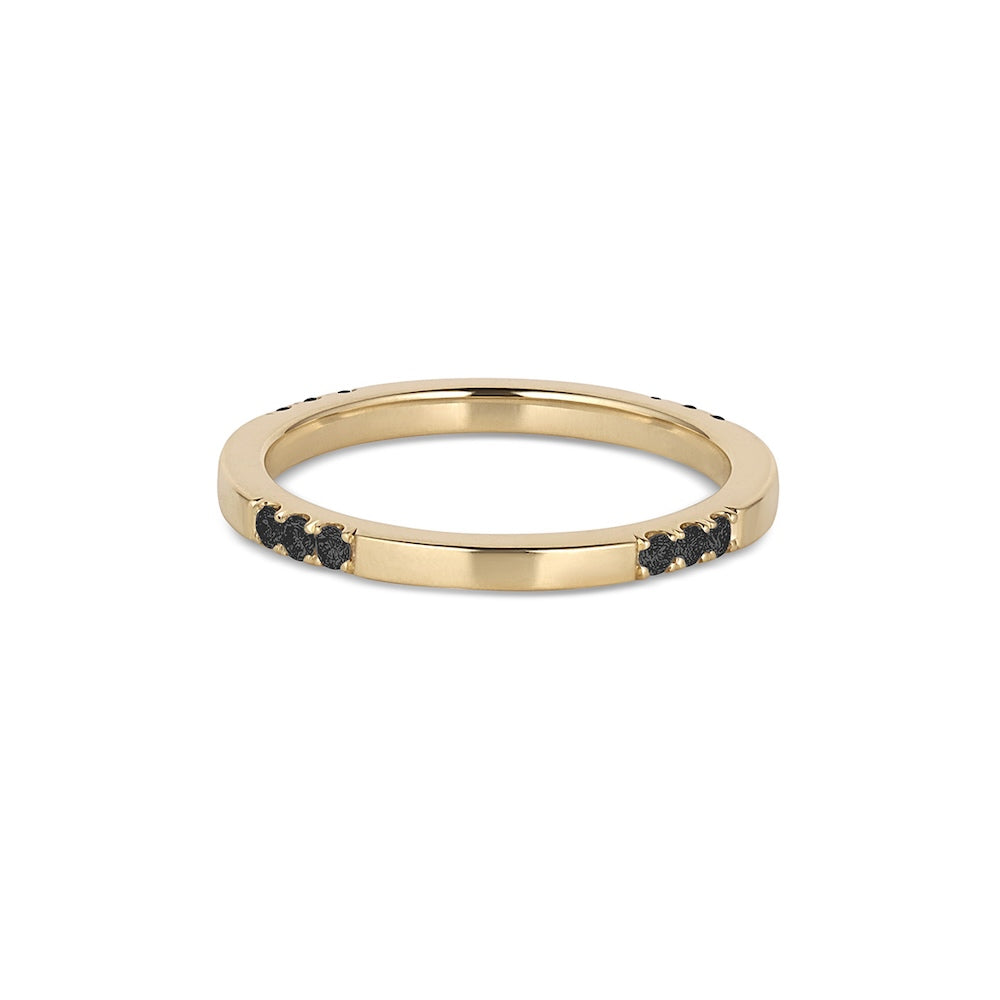 Square Diamond Band in yellow gold with black diamonds, front view