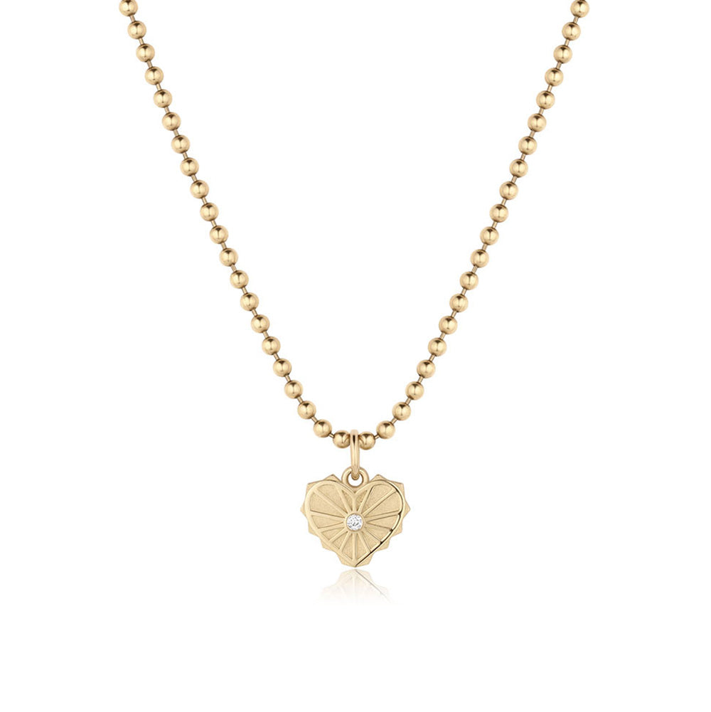 Twin Flame Pendant in yellow gold with white diamond, front view